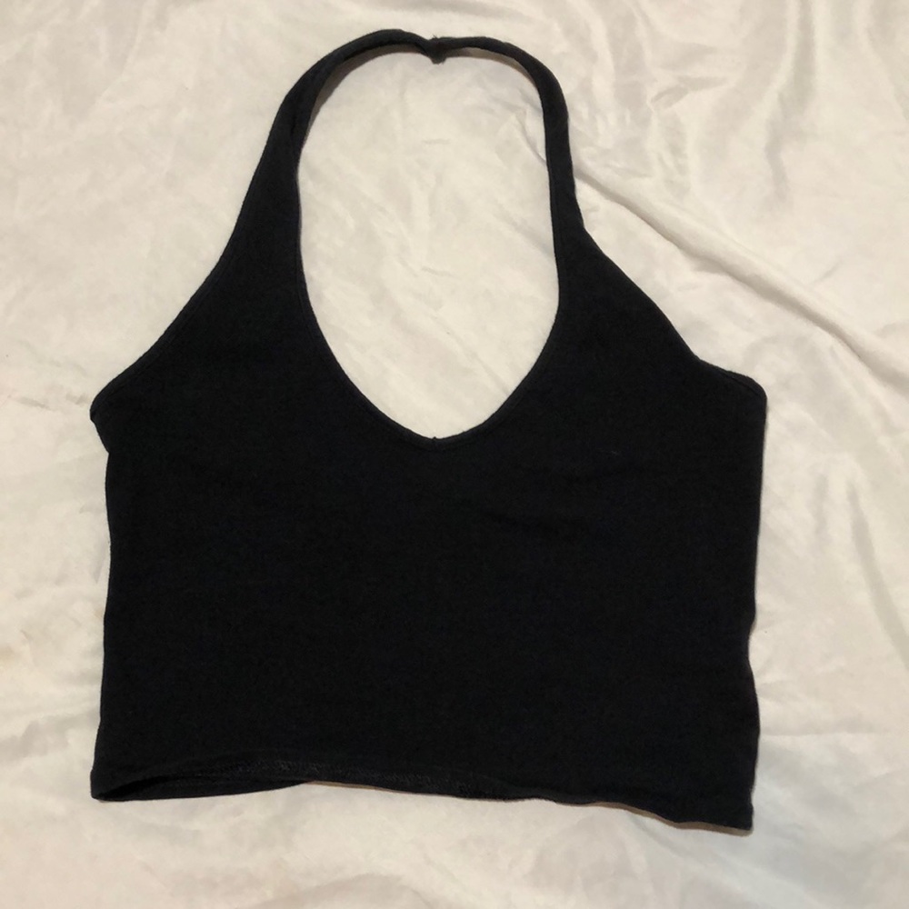 Black halter crop top